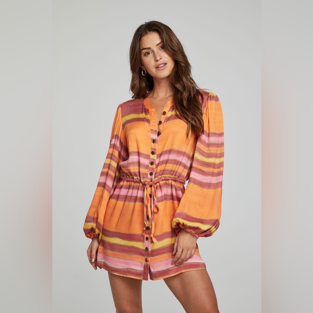 New Chaser Cabrillo Mini Dress Sunset Stripe S